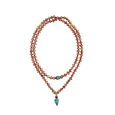 MALA PRECIEUX Sautoir Pierres facetées Beer Quartz, Turquoises, Argent doré