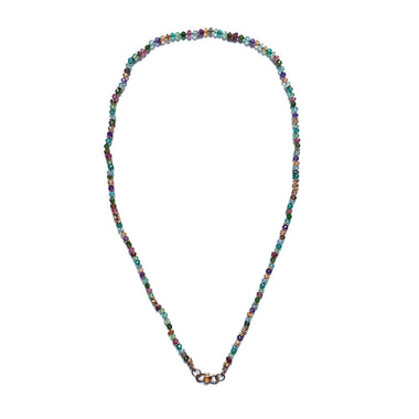 MALIA Chaîne perlée pierres multicolores, Argent plaqué or