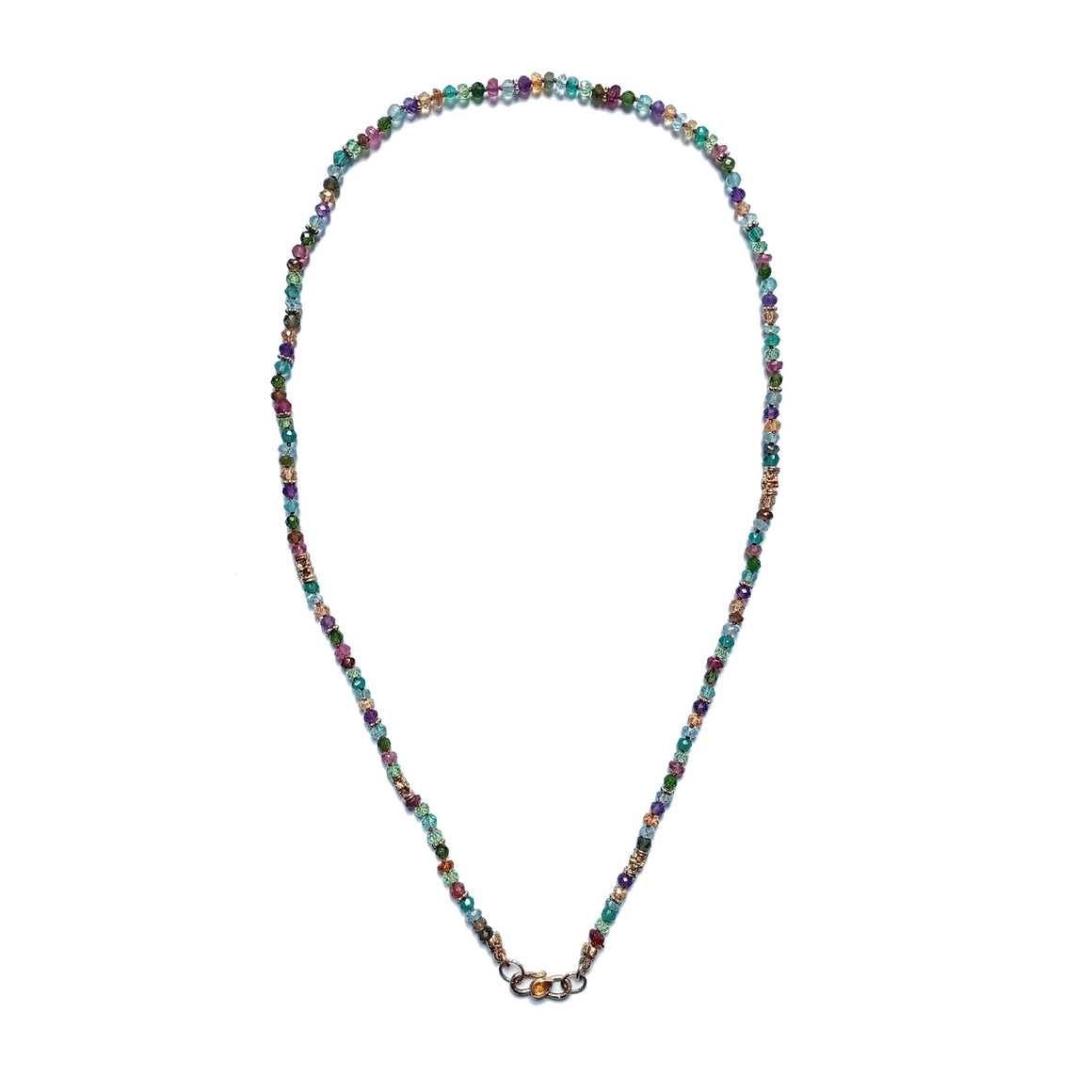 MALIA Chaîne perlée pierres multicolores, Argent plaqué or