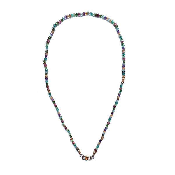 MALIA Chaîne perlée pierres multicolores, Argent plaqué or