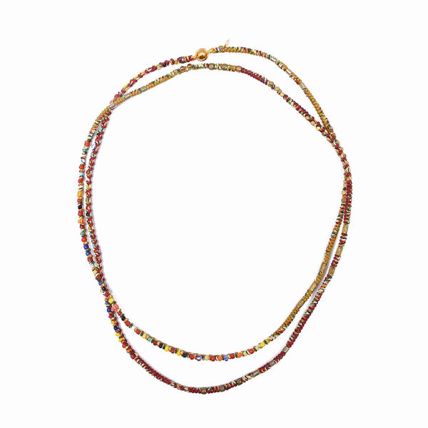 MANILLA Bracelet multitours Moutarde - Bordeaux, Perles africaines