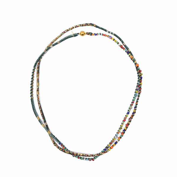 MANILLA Bracelet multitours Turquoise - Vert, Perles africaines