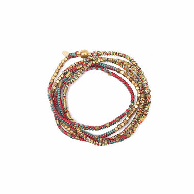 MANILLA Bracelet multitours Turquoise et Bordeaux