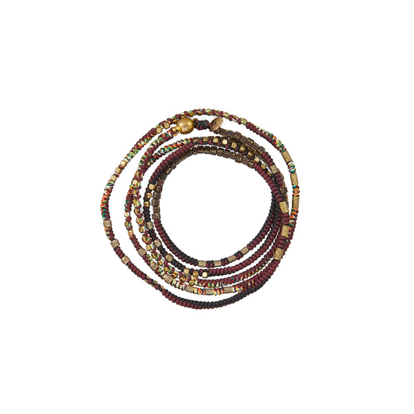 MANILLA Bracelet multi-tours Bordeaux & Noir