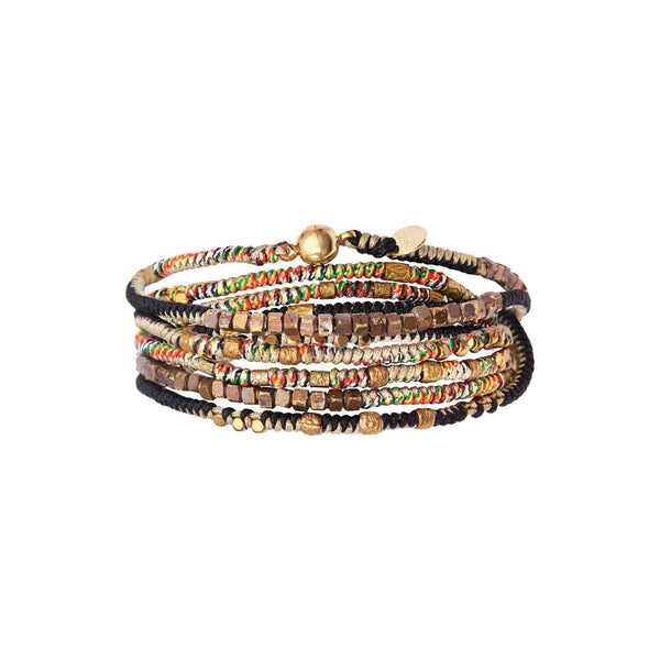 MANILLA Bracelet multitours Noir et Ecru