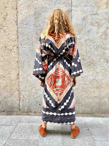 MANTEAU KIMONO FOLK Brodé - Pièce Unique
