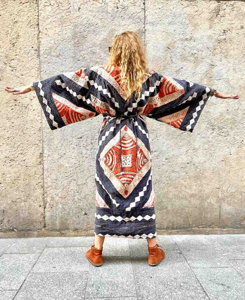 MANTEAU KIMONO FOLK Brodé - Pièce Unique