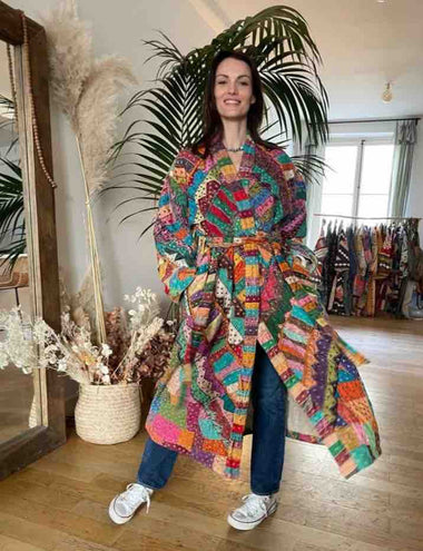 MANTEAU KIMONO FOLK - Pièce Unique