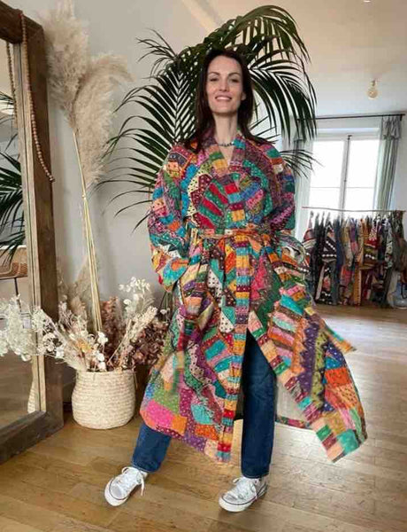 MANTEAU KIMONO FOLK - Pièce Unique