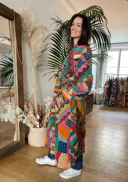 MANTEAU KIMONO FOLK - Pièce Unique