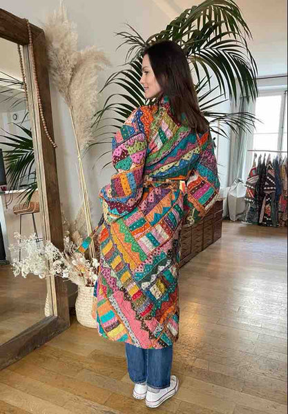 MANTEAU KIMONO FOLK - Pièce Unique