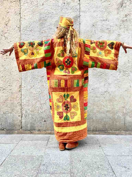 MANTEAU KIMONO FOLK long patchwork - Pièce Unique