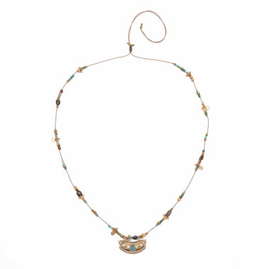 MANTRA Collier Argent plaqué Or Opales