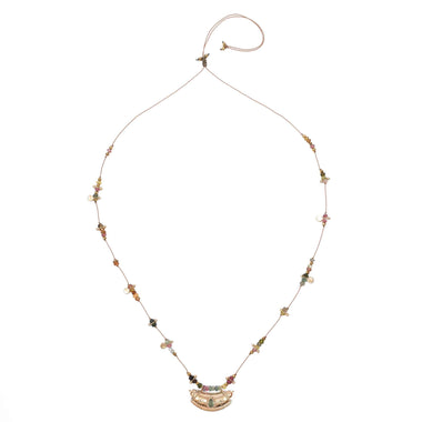 MANTRA Collier Argent plaqué Or Tourmaline Verte