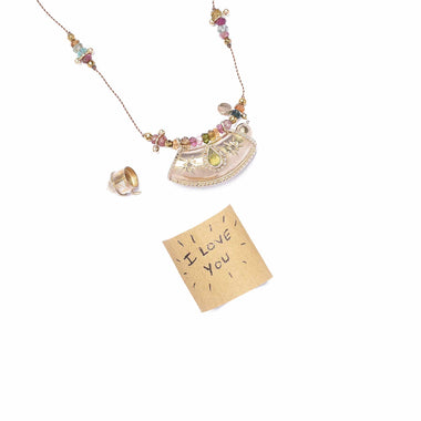 MANTRA Collier Argent plaqué Or Tourmaline Verte