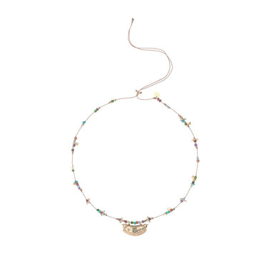 MANTRA Collier Pierres multicolores, Argent plaqué Or, Diamants