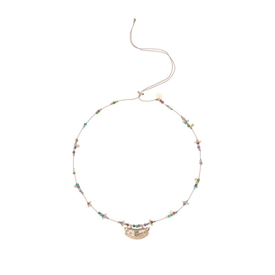 MANTRA Collier Pierres multicolores, Argent plaqué Or, Diamants