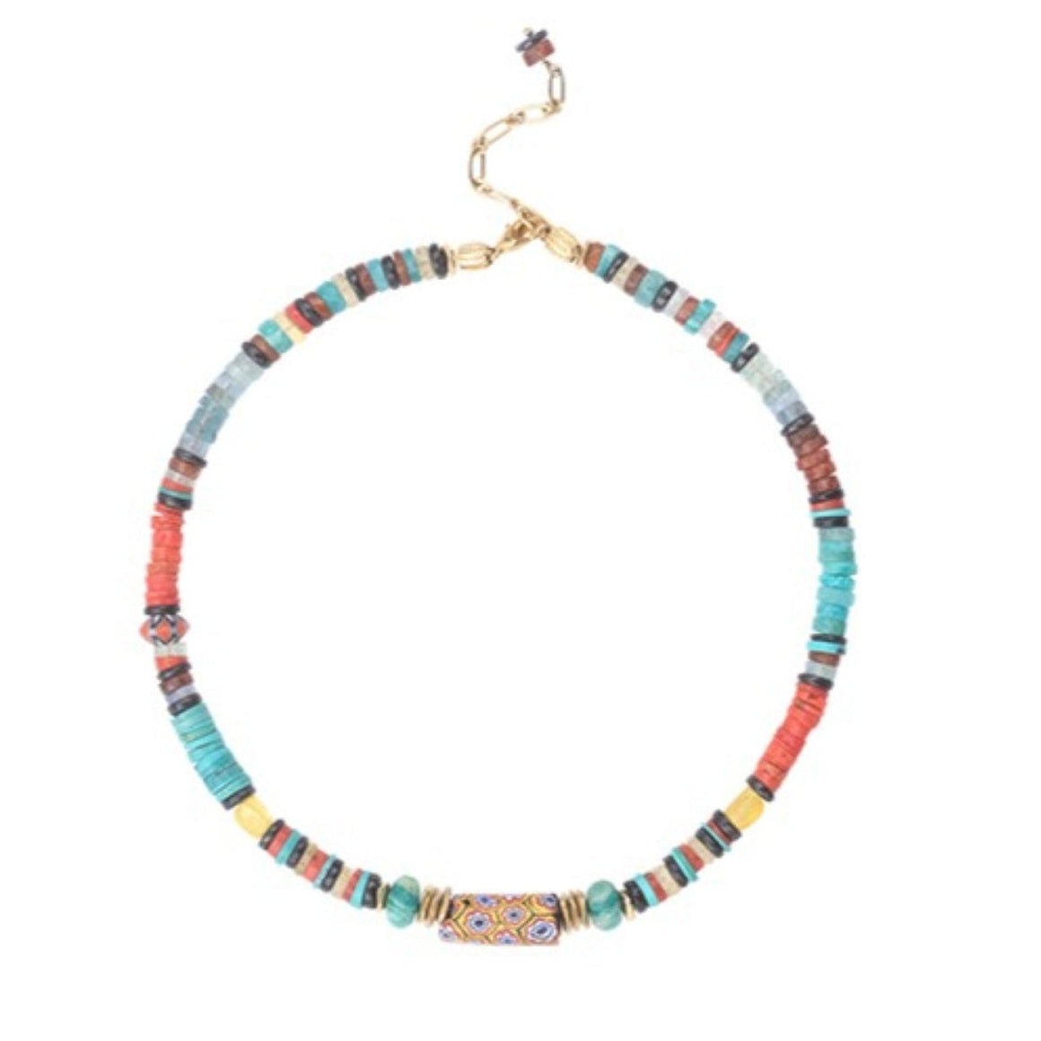 MASSAI Collier Ambre, Corail, Turquoise