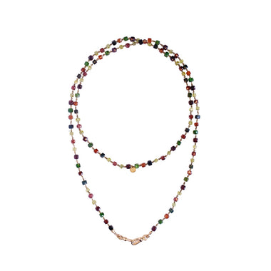 MAUPITI Chaîne pour Charms, perles cubiques Grenat, Peridot, Diopside, Laiton doré 24 cts