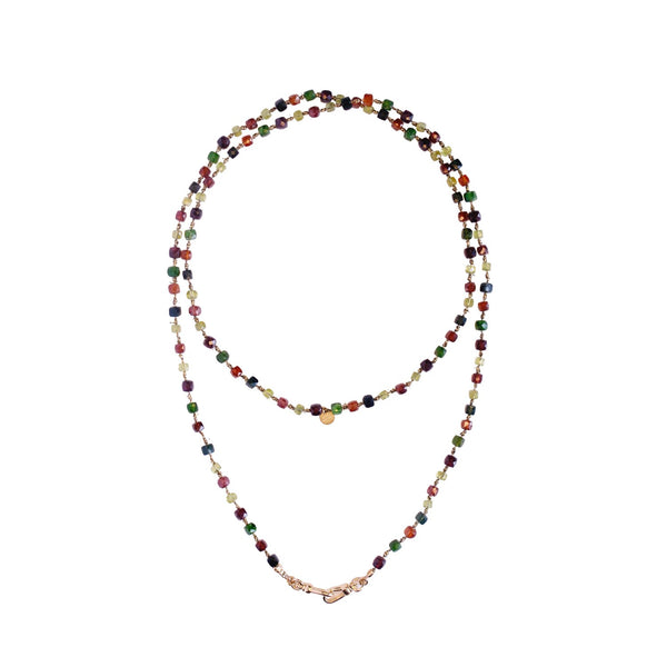 MAUPITI Chaîne pour Charms, perles cubiques Grenat, Peridot, Diopside, Laiton doré 24 cts