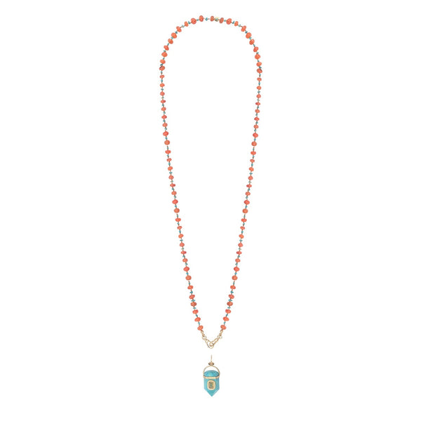 MAUPITI Chaîne perlée pour charms, Cornaline et Turquoise