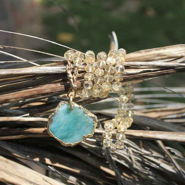 MAUPITI Citrine - Chaîne perlée pour charm's