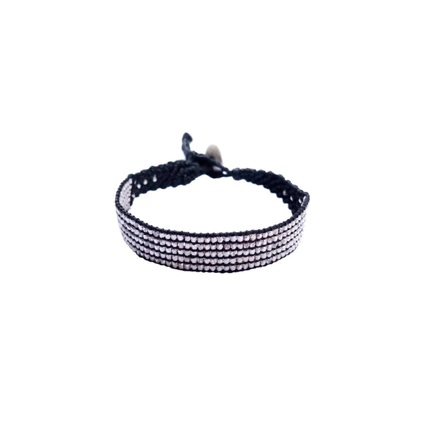 MAYA LARGE Bracelet unisexe Perles pépites Argent