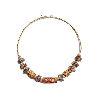 MILLEFIORI Collier Torque Multi perles vénitiennes, doré 24 cts