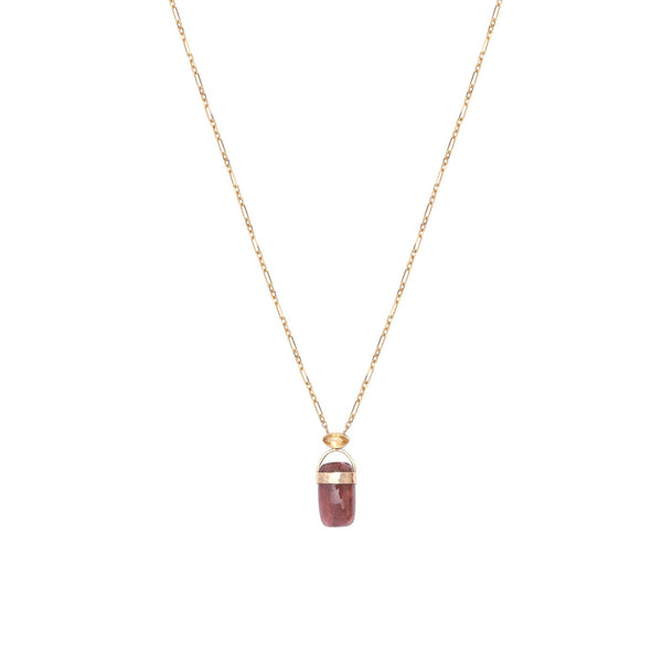 TAIGA Collier Tourmalines rose et ambrée, Argent plaqué or 24 cts