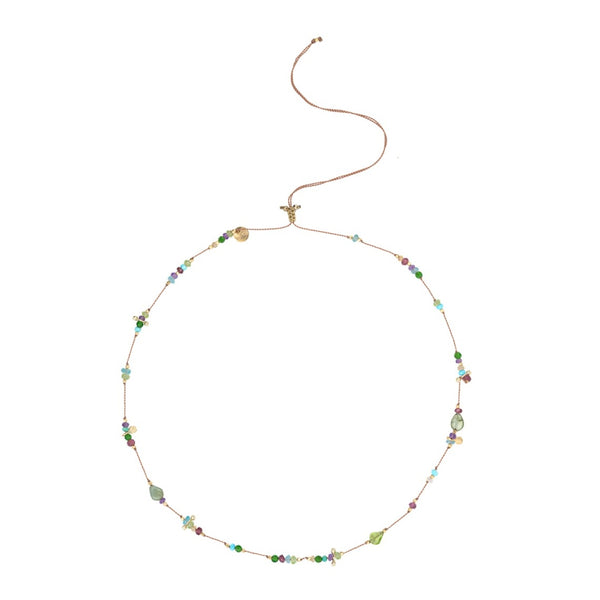 MODELE A NOMMER Collier Pierres multicolores et galets Apatites
