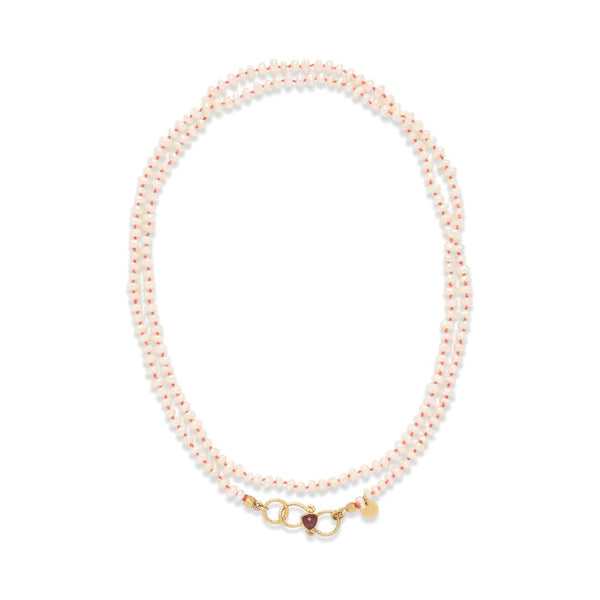 MOOREA Collier Perles d'eau douce, Grenat, chaîne perlée pour charm's