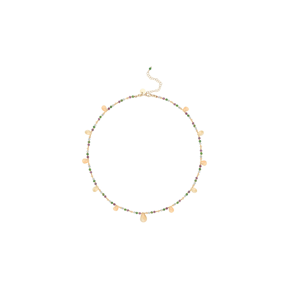MULTI BRIOLETTES Collier Opales blanches, Diopsides, Grenats, Argent plaqué or