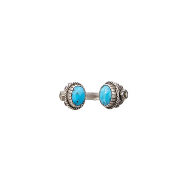 MAHARADJAH Bague Turquoise, Argent patiné