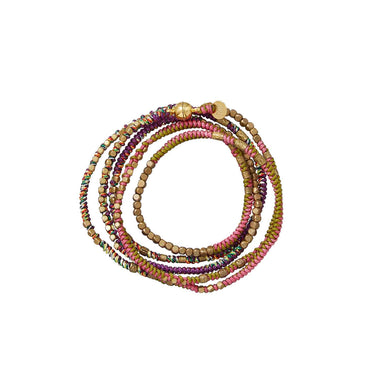 MANILLA Bracelet multitours Rose - Violet - Moutarde