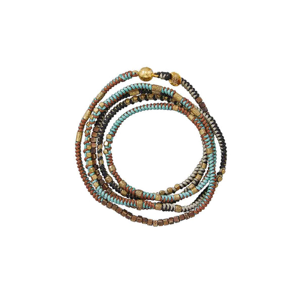 MANILLA Bracelet multitours Turquoise - Noir - Gris - Safran