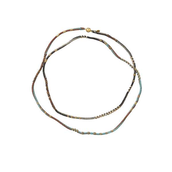 MANILLA Bracelet multitours Turquoise - Noir - Gris - Safran