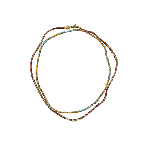 MANILLA Bracelet multitours  Turquoise - Safran - Moutarde