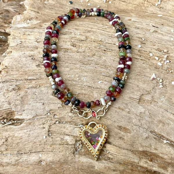 MAUPITI Chaîne pour Charms, Tourmalines multicolores, Laiton doré 24 cts