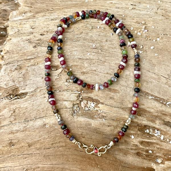 MAUPITI Chaîne pour Charms, Tourmalines multicolores, Laiton doré 24 cts