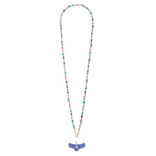 MAUPITI Chaîne perlée pour charms, Turquoise Corail et Lapis Lazuli