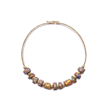 MILLEFIORI Collier Torque Multi perles vénitiennes, doré 24 cts