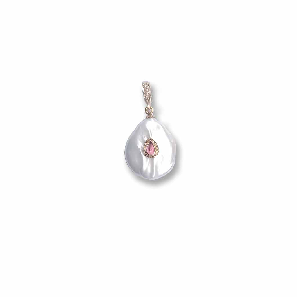 NAIADE Charm Perle baroque Tourmaline rose - Argent 925 plaqué or - A partir de 110€