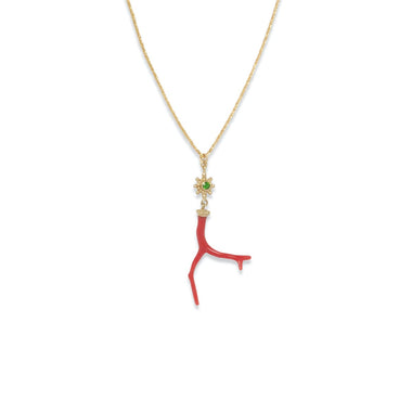 NAUSICAA Collier Corail véritable, Argent 925 plaqué Or 24 cts