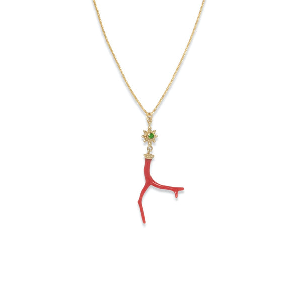 NAUSICAA Collier Corail véritable, Argent 925 plaqué Or 24 cts