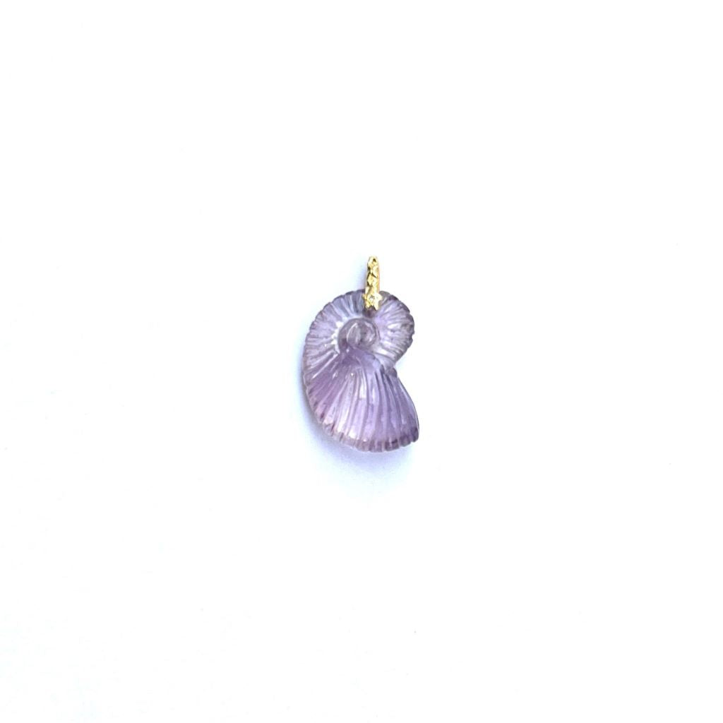 Charm NAUTILUS Améthyste bélière diamant Argent plaqué or 24 cts