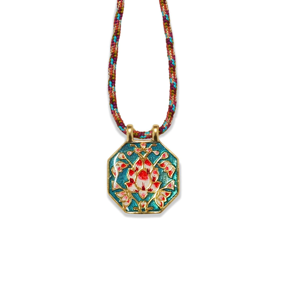 NAVRATTAN Reversible Emerald Necklace, Gold-Plated Silver, Silk Cord