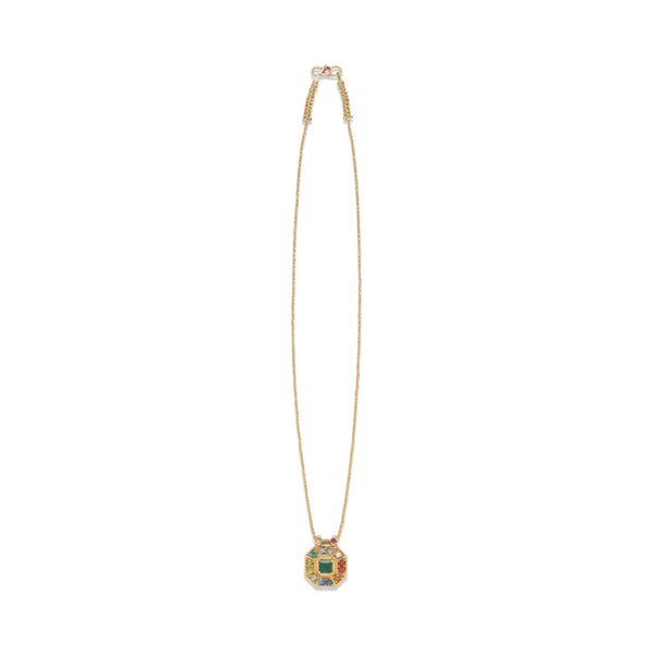 NAVRATTAN Collier réversible Emeraude, Argent plaqué Or 24 cts