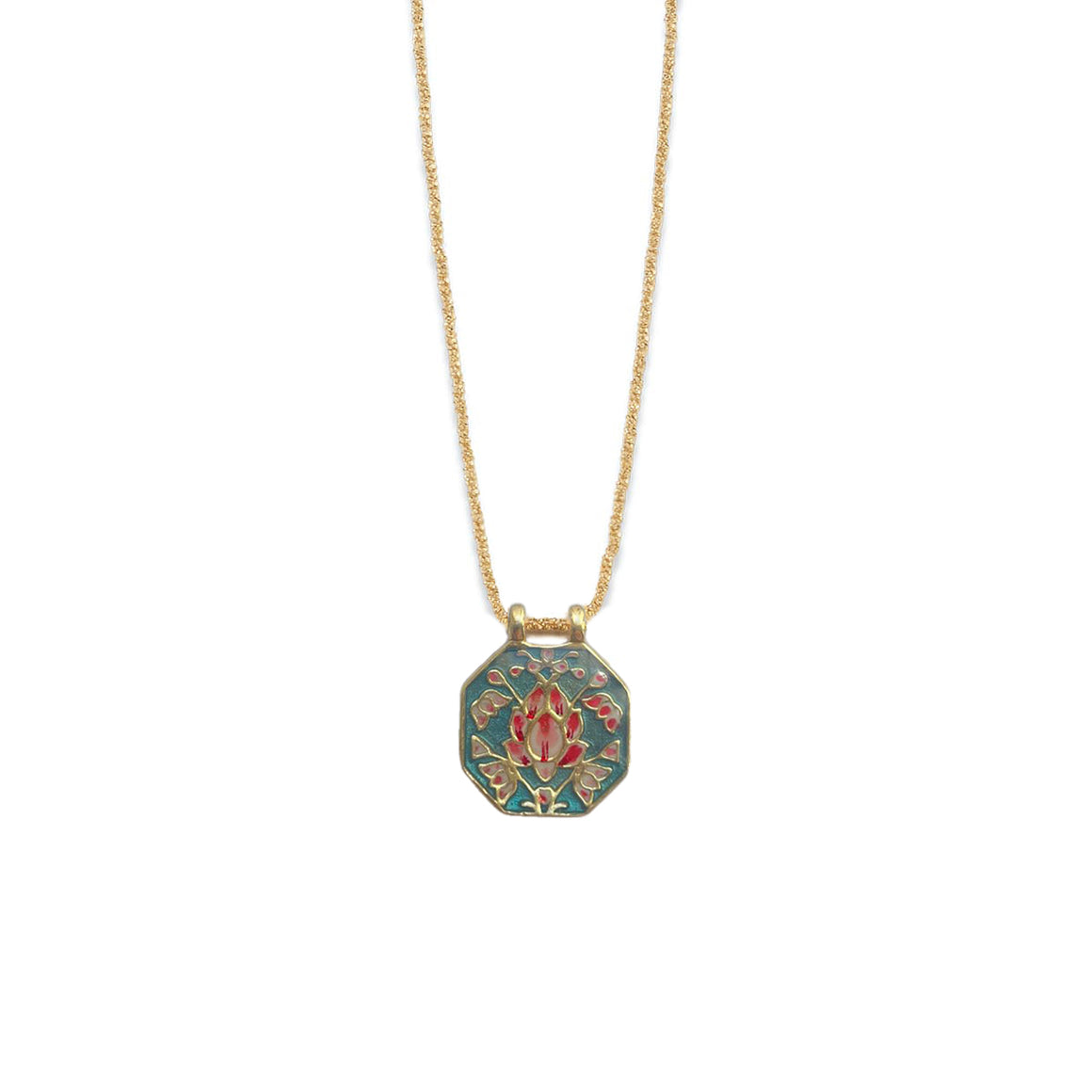 NAVRATTAN Collier réversible Emeraude, Argent plaqué Or 24 cts