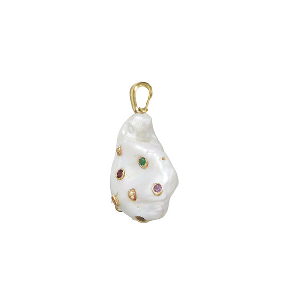 NAIADE Pendentif Perle d'eau douce Baroque, sertie multi-pierres