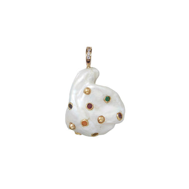 NAIADE Pendentif Perle d'eau douce Baroque, sertie multi-pierres